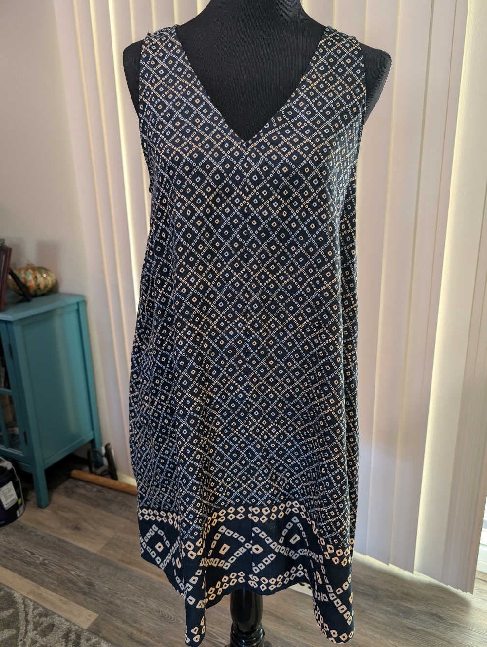 LOFT Navy and Tan Summer Dress